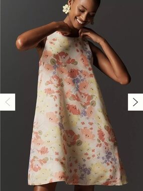 Maeve Anthropologie Swing Mini Dress XS New NWT Floral Ivory Sleeveless Chiffon